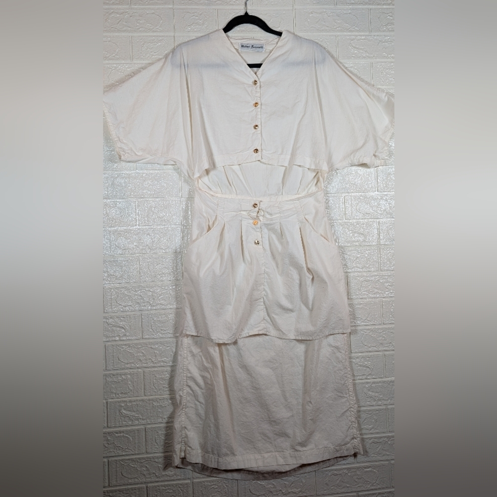 329-White Button-Up Dress 100‎ 💯 Cotton